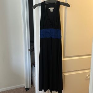 Black dress with blue waist detail
